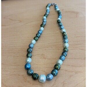 Honora 925 Sterling Clasp Knotted Blue Green Freshwater Pearl Necklace